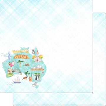 Scrapbook Customs Australia Map Icons DS Paper Double-Sided Paper 12 x 12