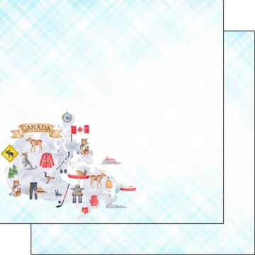 Scrapbook Customs Canada Map Icons DS Paper Double-Sided Paper 12 x 12