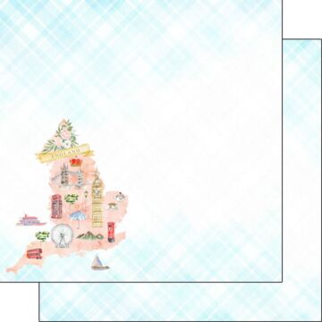 Scrapbook Customs England Map Icons DS Paper Double-Sided Paper 12 x 12