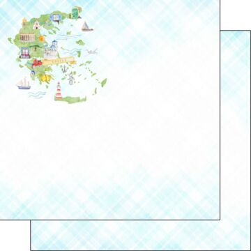 Scrapbook Customs Greece Map Icons DS Paper Double-Sided Paper 12 x 12