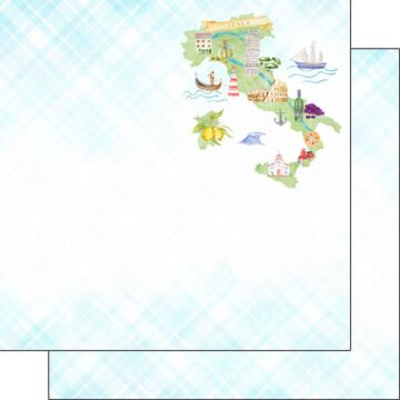 Preorder Scrapbook Customs Italy Map Icons DS Paper