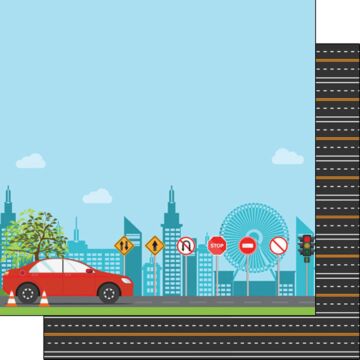 Scrapbook Customs Driving School & Roads DS Paper 12x12