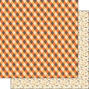 Scrapbook Customs Thanksgiving Plaid Leaves DS Paper 12x12