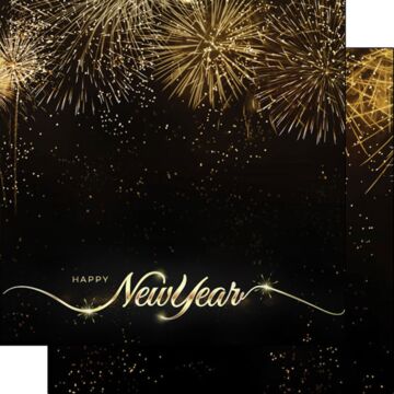 Scrapbook Customs New Year Gold Fireworks DS Paper 12x12