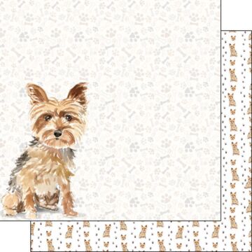 Scrapbook Customs Yorkshire Terrier Watercolor DS Paper 12x12