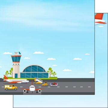 Scrapbook Customs Airport DS Paper 12x12