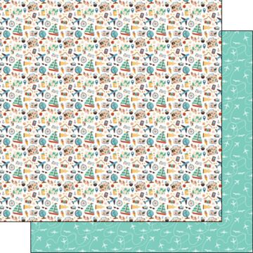 Scrapbook Customs Travel / Airplane Pattern DS Paper 12x12