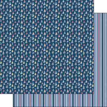 Scrapbook Customs Sail Boats / Stripes DS Paper 12x12