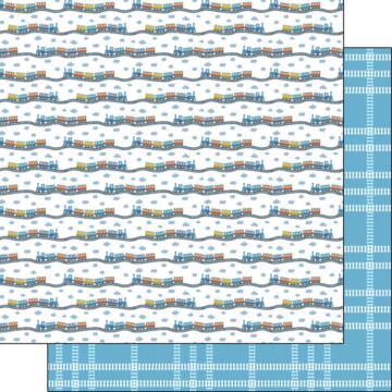 Scrapbook Customs Train Plaid DS Paper 12x12