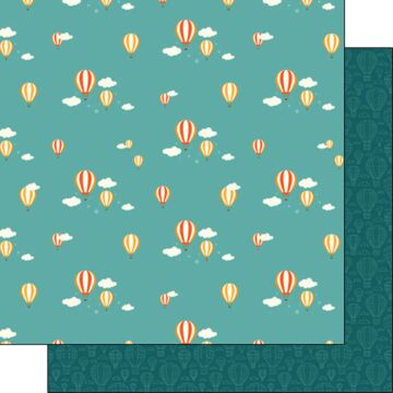 Scrapbook Customs Hot Air Balloons Turquoise DS Paper 12x12