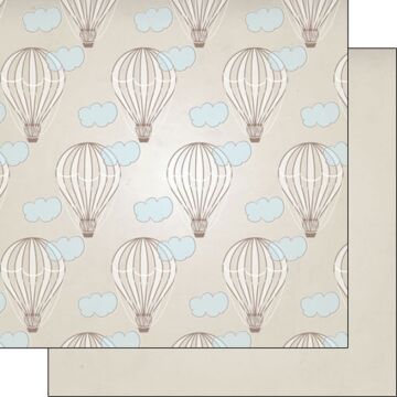 Scrapbook Customs Hot Air Balloons Tan DS Paper 12x12