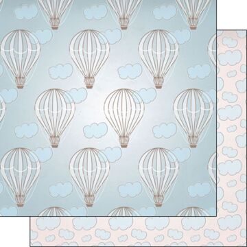 Scrapbook Customs Hot Air Balloons Blue DS Paper 12x12
