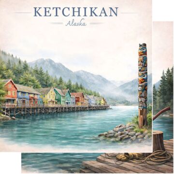 Preorder Scrapbook Customs Ketchikan - Watercolor Port DS Paper