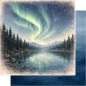 Preorder Scrapbook Customs Alaskan Watercolor Northern Lights & Steel Blue Water Paper