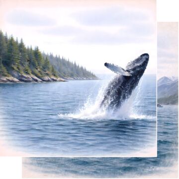 Preorder Scrapbook Customs Alaska Watercolor Whale Watching Paper