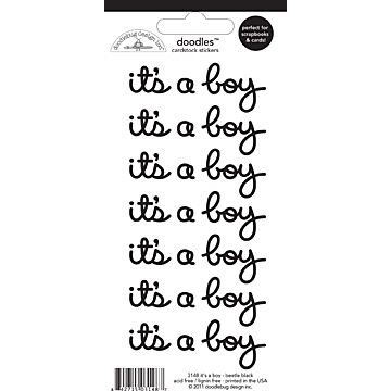 Doodlebug Designs - Doodles cardstock stickers - It's a Boy (Beetle Black)