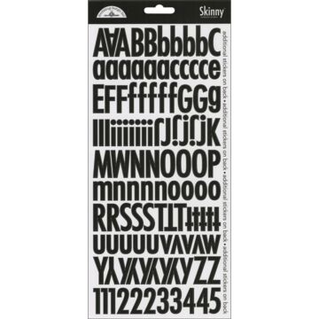 Doodlebug Skinny Cardstock Alpha Stickers 6"X13" 2/Pkg-Beetle Black