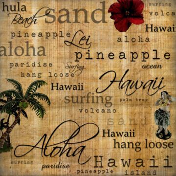 Scrapbook Customs - Hawaiian Words - Left Paper 12 x 12