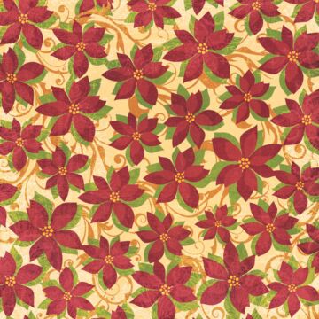 Scrapbook Customs - Single Sided Paper 12 x 12 - Christmas Poinsettia