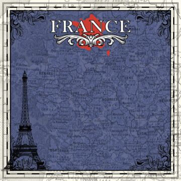 Scrapbook Customs France - Sightseeing Paper 12x12