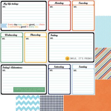Scrapbook Customs - Double Sided Paper 12 x 12 - Weekly Journal