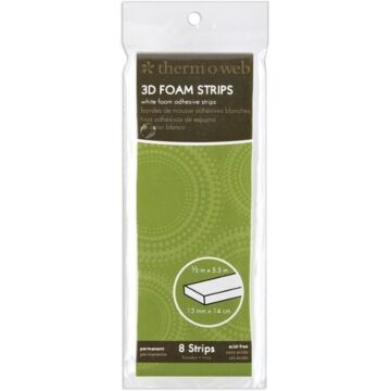 iCraft - 3D Foam Strips - White .5"X5.5" 8/Pkg