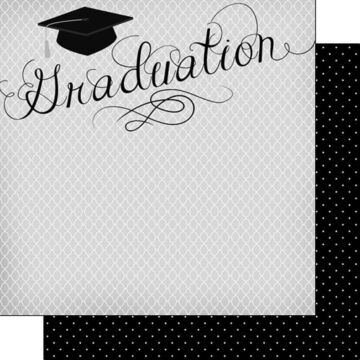Scrapbook Customs - Double Sided Paper 12 x 12 - Elegant Graduation w/ B&W Dots