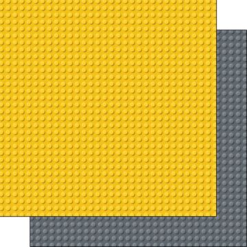 Scrapbook Customs - Yellow & Grey DS Building Blocks Base Double sided paper