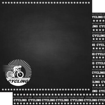 Scrapbook Customs - Double Sided Paper 12 x 12 - Cycling - DS Chalkboard Sports