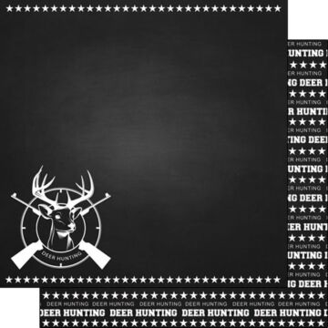 Scrapbook Customs - 12x12 Paper - Deer Hunting - DS Chalkboard Sports