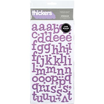 American Crafts Chipboard Alphabet Stickers-Sprinkles-Lavender Glitter, 134/Pkg