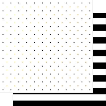 B&W Stripes & Faux Foil Dots DS (Double-Sided Paper 12 x 12)