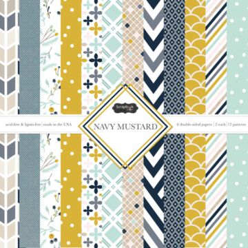 Scrapbook Customs - Navy & Mustard 12x12 Pack (2ea of 6) (DS Paper 12 x 12)