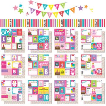 Scrapbook Customs - 1st-12th Birthday Girl DS Journal Pack (DS Paper 12 x 12)