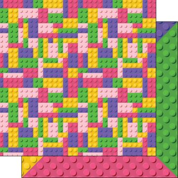 Scrapbook Customs - Multi-Color Girl Building Blocks Double sided paper
