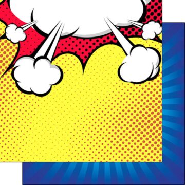 Scrapbook Customs - Double Sided Paper 12 x 12 - Comic Burst Boy