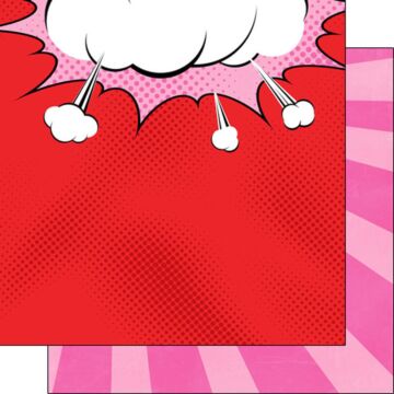 Scrapbook Customs - Double Sided Paper 12 x 12 - Comic Burst Girl