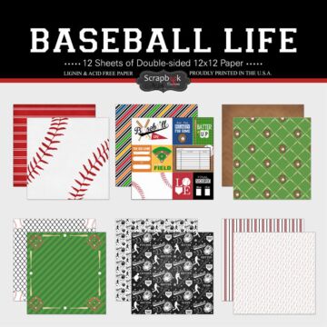 Scrapbook Customs - Baseball Life Paper Set (2ea of 6) 12 x 12