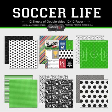 Scrapbook Customs - Soccer Life Paper Set (2ea of 6) 12 x 12
