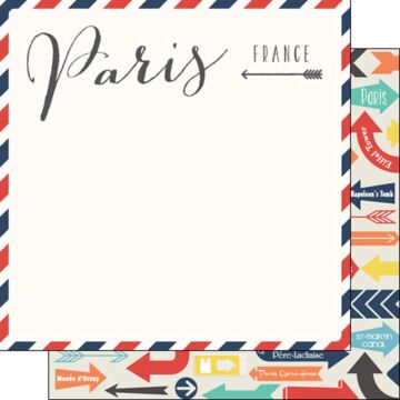 Scrapbook Customs - Double Sided Paper 12 x 12 - Paris Memories Air Mail Arrows