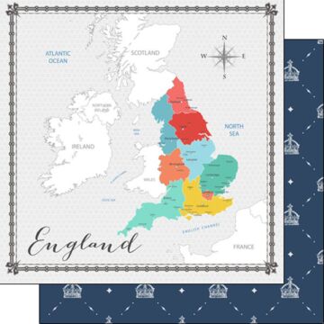 Scrapbook Customs - England Memories Map Paper