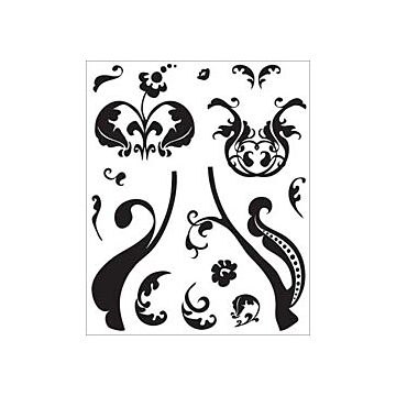 Basic Grey Eva Bitsy clear stamp Aura ornate flourishes