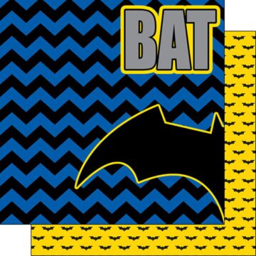 Scrapbook Customs - Double Sided Paper 12 x 12 - Bat Superhero - Left