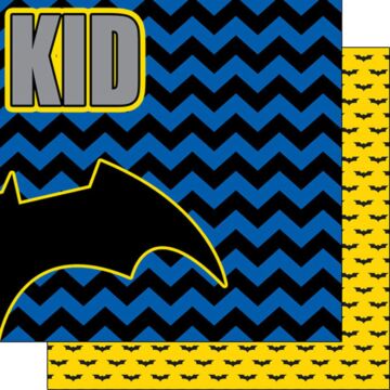 Scrapbook Customs - Double Sided Paper 12 x 12 - Bat Superhero - Right