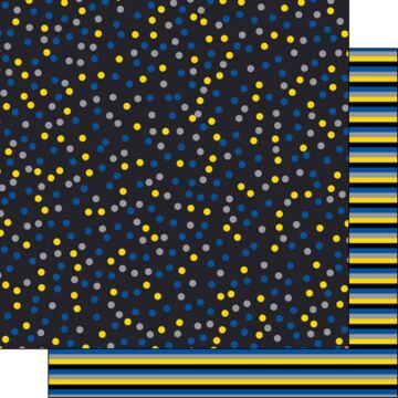 Scrapbook Customs - Double Sided Paper 12 x 12 - Bat Superhero - Dot & Stripes