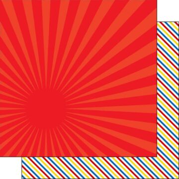 Scrapbook Customs - Double Sided Paper 12 x 12 - Super Kid - Burst