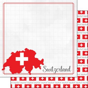 Scrapbook Customs - Double Sided Paper 12 x 12 - Switzerland Adventure Border