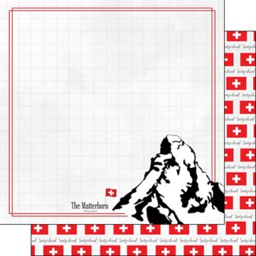 Scrapbook Customs - Double Sided Paper 12 x 12 - Switzerland Matterhorn Adventure