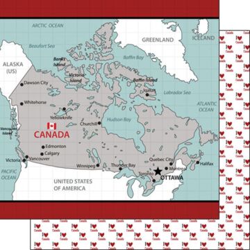 Scrapbook Customs - 12x12 Paper - Canada Adventure Map