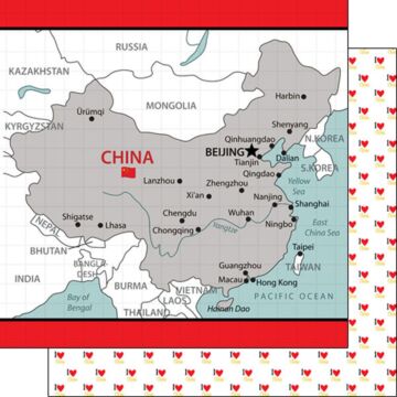 Scrapbook Customs - Double Sided Paper 12 x 12 - China Adventure Map